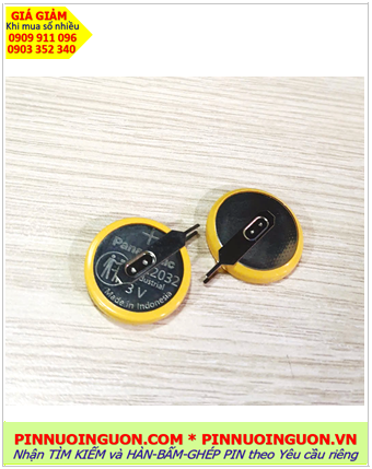 Panasonic CR2032/VCN (chân thép 02 chấu hàn) Pin CMOS lithium 3v chính hãng, Xuất xứ Indonesia